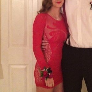 Red lace Bebe dress